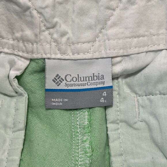 Columbia PFG Shorts Womens 4 Green Cotton Mid Rise Casual Outdoor Camping Hiking - Picture 3 of 9